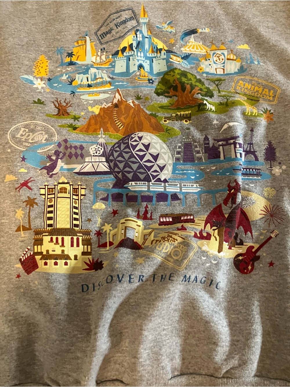 Disney Walt disney world grey Sweatshirt with Colorful Park Montage - Picture 2 of 8